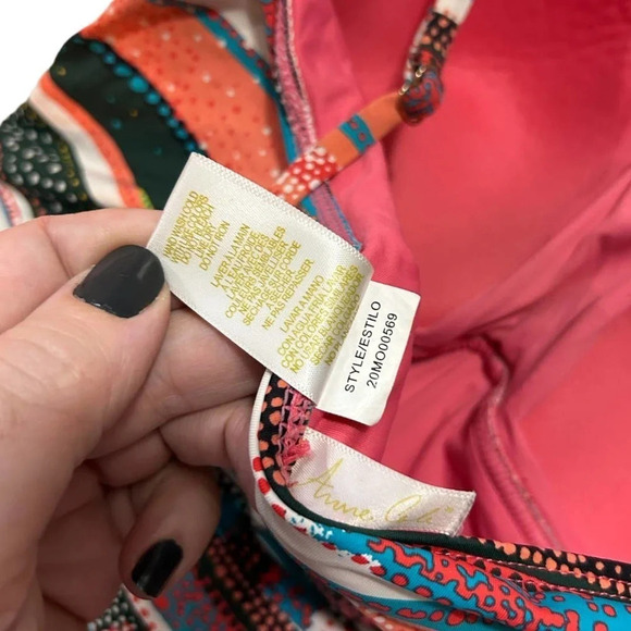 Anne Cole Women's Twist Front Shirred Multicolored One Piece Size 14 - Picture 12 of 12